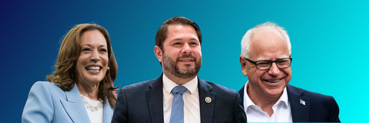 Kamala Harris, Ruben Gallego, and Tim Walz